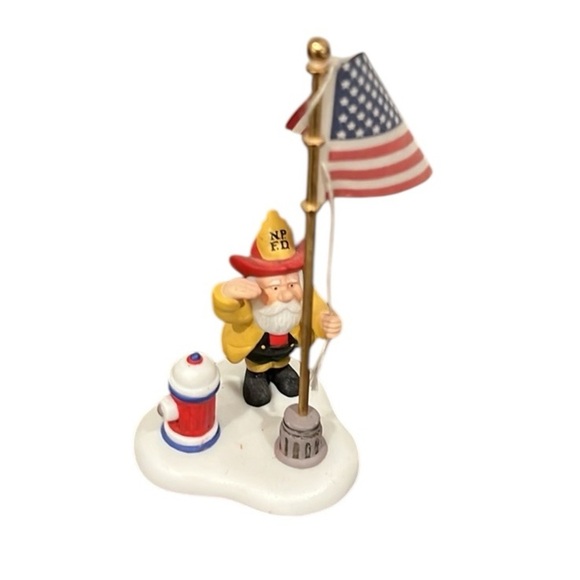 Dept 56 accessory raising the flag at the North Pole porcelain fireman - Picture 1 of 6